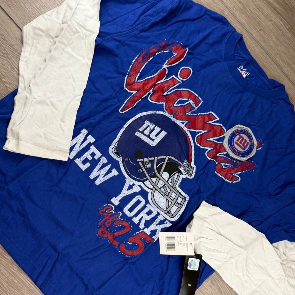 NFL Mens New York Giants Long Sleeve Graphic T-Shirt Blue XXL
